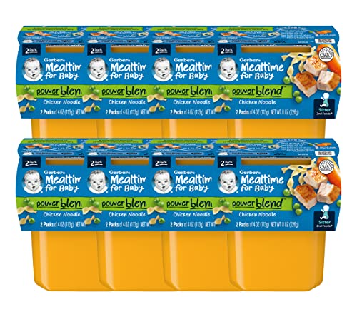 Gerber Mealtime for Baby 2nd Foods PowerBlend Baby Food Tubs, Chicken Noodle, Unsweetened with No Added Colors or Flavors, 2 - 4 oz Tubs/Pack (Pack of 8)