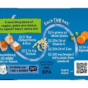 Gerber Mealtime for Baby 2nd Foods PowerBlend Baby Food Tubs, Chicken Noodle, Unsweetened with No Added Colors or Flavors, 2 - 4 oz Tubs/Pack (Pack of 8)