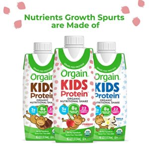 Orgain Organic Kids Protein Nutritional Shake, Strawberry - 8g of Protein, 22 Vitamins & Minerals, Fruits & Vegetables, Gluten Free, Soy Free, Kosher, Non-GMO, 8.25 Fl Oz (Pack of 12)