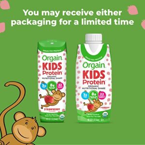 Orgain Organic Kids Protein Nutritional Shake, Strawberry - 8g of Protein, 22 Vitamins & Minerals, Fruits & Vegetables, Gluten Free, Soy Free, Kosher, Non-GMO, 8.25 Fl Oz (Pack of 12)