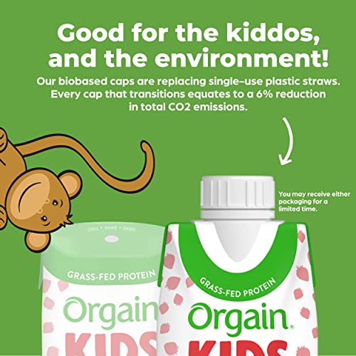 Orgain Organic Kids Protein Nutritional Shake, Strawberry - 8g of Protein, 22 Vitamins & Minerals, Fruits & Vegetables, Gluten Free, Soy Free, Kosher, Non-GMO, 8.25 Fl Oz (Pack of 12)