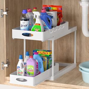 avaspot double sliding cabinet organizer drawer, under sink organizers and storage 2 tier easy access slide out cabinet organizer, bathroom organizer under sink cabinet kitchen organizers and storage