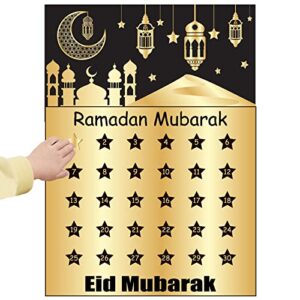 Ramadan Decorations Calendar Eid Calendar Countdown Advent Calendar 2023 Ramadan Calendar Eid Calender Activities for Kids with 30 Reusable Stars Ramadan Mubarak Gift Decor for Home Wall