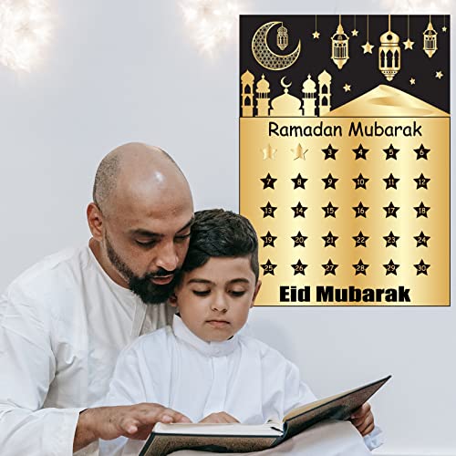 Ramadan Decorations Calendar Eid Calendar Countdown Advent Calendar 2023 Ramadan Calendar Eid Calender Activities for Kids with 30 Reusable Stars Ramadan Mubarak Gift Decor for Home Wall