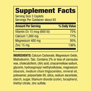 Calcium, Magnesium, Zinc & Vitamin D3. Includes Luall Fridge Magnetic + Spring Valley Calcium, Magnesium & Zinc Plus Vitamin D3 Caplets Dietary Supplement, 250 Count