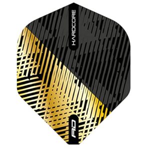 RED DRAGON Hardcore Premium Gold & Black Fleck Dart Flights - 3 Sets Per Pack (9 Dart Flights in Total)