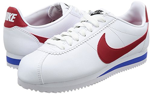 Nike Women's Classic Cortez Leather,White/Varsity Red/Varsity Royal,6.5