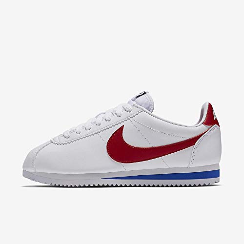 Nike Women's Classic Cortez Leather,White/Varsity Red/Varsity Royal,6.5