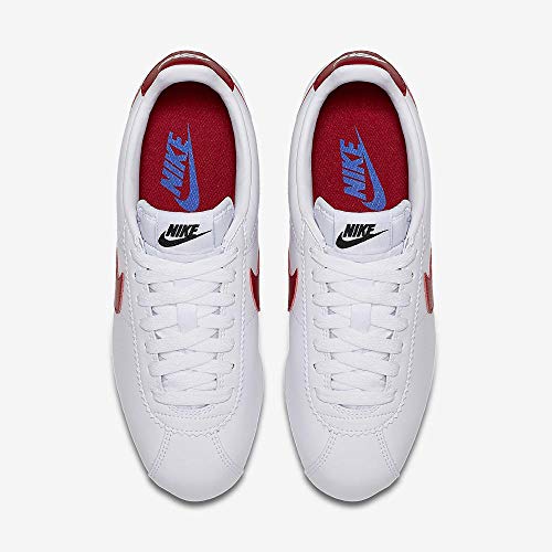 Nike Women's Classic Cortez Leather,White/Varsity Red/Varsity Royal,6.5