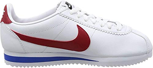 Nike Women's Classic Cortez Leather,White/Varsity Red/Varsity Royal,6.5