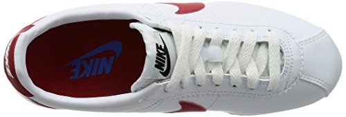 Nike Women's Classic Cortez Leather,White/Varsity Red/Varsity Royal,6.5