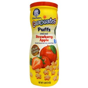 gerber baby snacks puffs, strawberry apple, 1.48 ounce