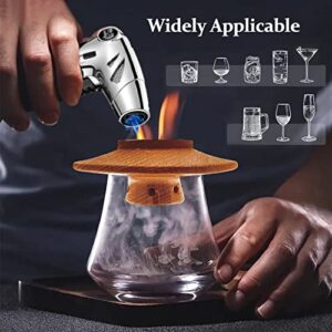 Cocktail Smoker Kit with Torch, Old Fashioned Bourbon Whiskey Smoker Kit with 4 Flavour Wood Chips, Drink Smoking Infuser Kit with Ice Cubes, Whiskey Gifts for Men, Dad,Husband,Fathers Day(No Butane)