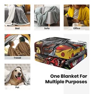 Soft Flannel Blanket Ultra-Soft Comfortable Throw Blanket for Bed Sofa All Season 60'' x 50''