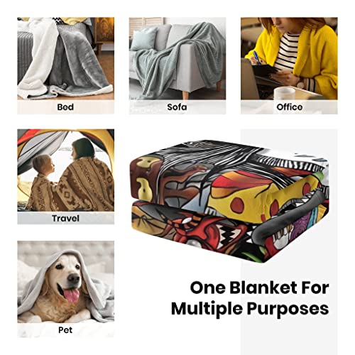 Soft Flannel Blanket Ultra-Soft Comfortable Throw Blanket for Bed Sofa All Season 60'' x 50''