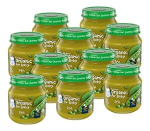 gerber organic for baby 1st foods baby food jar, pea, usda organic & non-gmo pureed baby food for supported sitters, 4-ounce glass jar (pack of 10 jars)