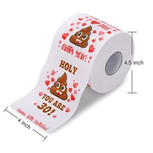 30th Birthday Gifts for Men and Women - Happy Prank Toilet Paper - 30th Birthday Decorations for Him, Her - Party Supplies Favors Ideas - Funny Gag Gifts, Novelty Bday Present for Friends, Family