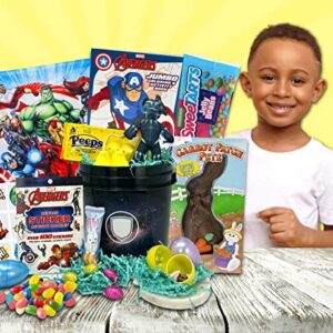 Avengers Easter Gift Basket For Kids Already Filled - Easter Care Package Gift Pack Bundle Prefilled With Easter Eggs Candy Chocolate for Boys Girls Young Children Toddlers Grandchildren