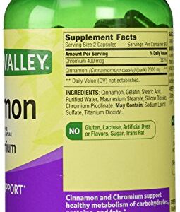 Spring Valley Cinnamon 1000mg Plus Chromium, 180 Capsules