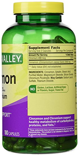 Spring Valley Cinnamon 1000mg Plus Chromium, 180 Capsules