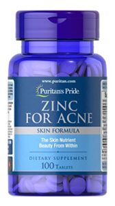 zinc for acne by puritan’s pride a mineral for immune sytem health 100 tablets
