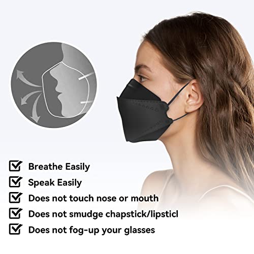 Keangs Face Masks 50 Pack, Soft and Comfortable Disposable Face Masks for Adults And Teens, Black