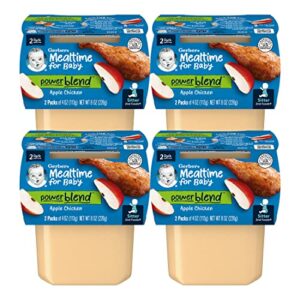 gerber mealtime for baby 2nd foods powerblend baby food tubs, apple chicken, unsweetened with no added colors or flavors, 2-4 oz tubs/pack (pack of 4)