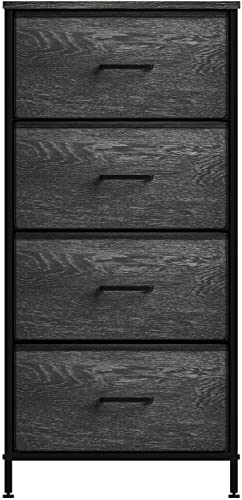 Sorbus Dresser with 4 Faux Wood Drawers - Tall Storage Unit Organizer Tower for Clothes - Bedroom, Hallway, Living Room, Closet, & Dorm Chest Furniture - Steel Frame, Wood Top, Easy Pull Fabric Bins