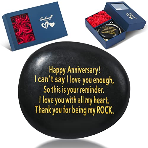 Anniversary Wedding Gifts for Him, Couple Gifts, Anniversary Wedding Gifts for Couple, Husband, Wife, Boyfriend or Girlfriend, Engraved Natural Rock Gift with Words, Unique Birthday Gifts.