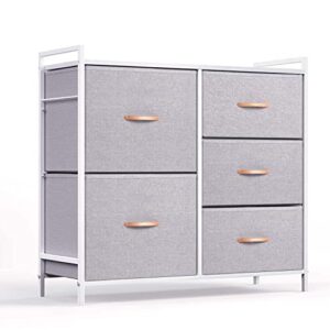 romoon dresser organizer with 5 drawers, fabric dresser tower for bedroom, hallway, entryway, closets – gray