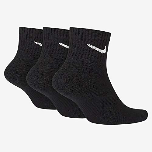 Nike Everyday Cushion Ankle Training Socks (3 Pair), Men's & Women's Ankle Socks with Sweat-Wicking Technology, Black/White, Medium