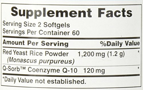 Q-Sorb CoQ10 Plus Red Yeast Rice,120 Rapid Release Softgels by Puritan's Pride