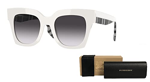 BURBERRY Kitty BE4364 39958G 49MM White/Grey Gradient Square Sunglasses for Women + BUNDLE With Designer iWear Complimentary Eyewear Kit