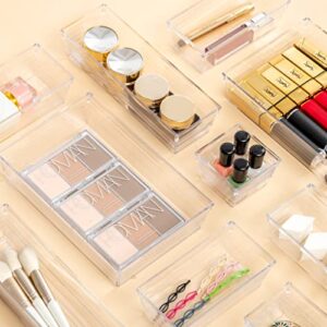 DCA 25 PCS Clear Plastic Drawer Organizer Tray for Makeup, Kitchen Utensils, Jewelries and Gadgets