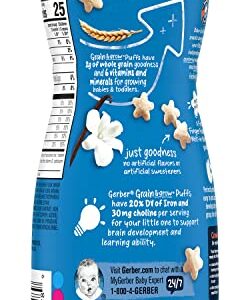 Gerber Snacks for Baby Grain & Grow Puffs, Vanilla, Puffed Grain Snack for Crawlers, Non-GMO Baby Snack, Baby-Led Friendly, 1.48-Ounce Canister (Pack of 6)