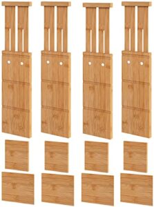 vriccc 4.4″ high drawer dividers with inserts, bamboo drawer dividers for clothes, expandable from 12-17.5″, adjustable drawer organizer for bedroom, kitchen & office, 4 dividers with 8 insert.