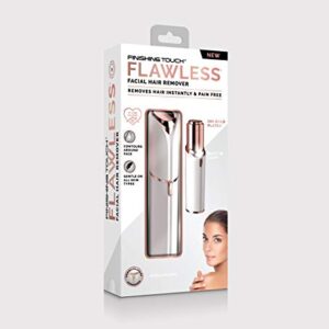 Finishing Touch Flawless Facial Hair Remover for Women, White/Rose Gold Electric Face Razor for Women with LED Light for Instant and Painless Hair Removal