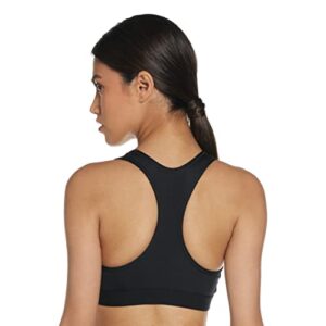 Nike Women's Medium Support Non Padded Sports Bra with Band, Black/Black/(White), Medium