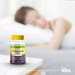 Melatonin Adult Gummies, Sleep Support by Spring Valley, 5 mg, 120 Ct (2 Pack) + “Have a Great Sleep - Better Idea Guide©”