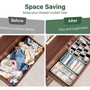 Kootek 10 Pack Drawer Organizers for Clothing, 92 Cell Dresser Organizer Socks Underwear Organizer Fabric Foldable Dividers Closet Organizers and Storage Boxes for Baby Clothes, Bra, Ties, Scarf