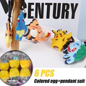 Guilin Prefilled Easter Eggs with Keychains Toys, 6pcs Easter Eggs with 24pcs Keychains Toys Inside, Easter Gifts wor Kids, Colorful Toy Easter Egg Fillers Easter Basket Stuffers Easter Party Favors