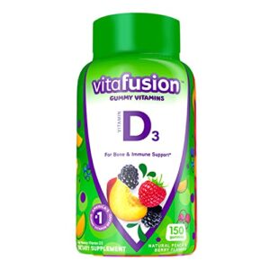 vitafusion vitamin d3 gummy vitamins, 50mcg per serving, immune system support, delicious peach and berry flavors, 150 ct (75 day supply), from america’s number one gummy vitamin brand