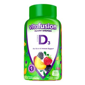 Vitafusion Vitamin D3 Gummy Vitamins, 50Mcg Per Serving, Immune System Support, Delicious Peach and Berry Flavors, 150 Ct (75 Day Supply), from America’s Number One Gummy Vitamin Brand