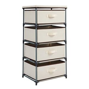 4 tier organizer drawer storage tower, fabric dresser for closet, bedroom, clothing, beige (16.5 x 33 in)