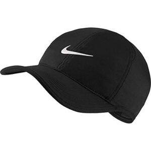 nike aerobill featherlight cap, black/black/white, one size