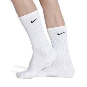 Nike Kids' Performance Cushioned Crew Training Socks (6 Pair), Girls & Boys' Socks with Cushioned Comfort & Dri-FIT Technology, White/Black, M