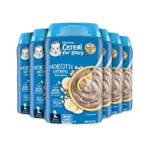gerber baby cereal 2nd foods probiotic, oatmeal banana, 8 ounce (pack of 6)