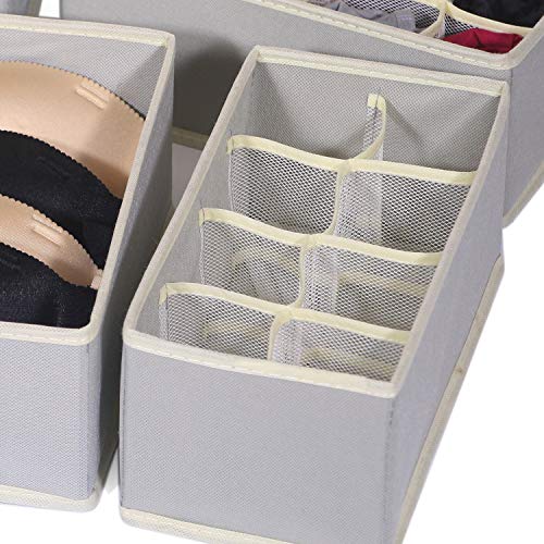 TENABORT 12 Pack Foldable Drawer Organizer Dividers Cloth Storage Box Closet Dresser Organizer Cube Fabric Containers Basket Bins for Underwear Bras Socks Panties Lingeries Nursery Baby Clothes Gray