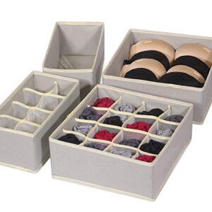 TENABORT 12 Pack Foldable Drawer Organizer Dividers Cloth Storage Box Closet Dresser Organizer Cube Fabric Containers Basket Bins for Underwear Bras Socks Panties Lingeries Nursery Baby Clothes Gray