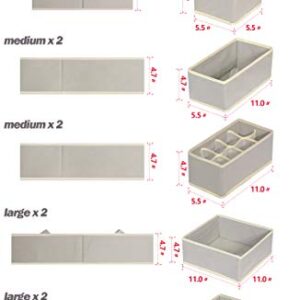 TENABORT 12 Pack Foldable Drawer Organizer Dividers Cloth Storage Box Closet Dresser Organizer Cube Fabric Containers Basket Bins for Underwear Bras Socks Panties Lingeries Nursery Baby Clothes Gray